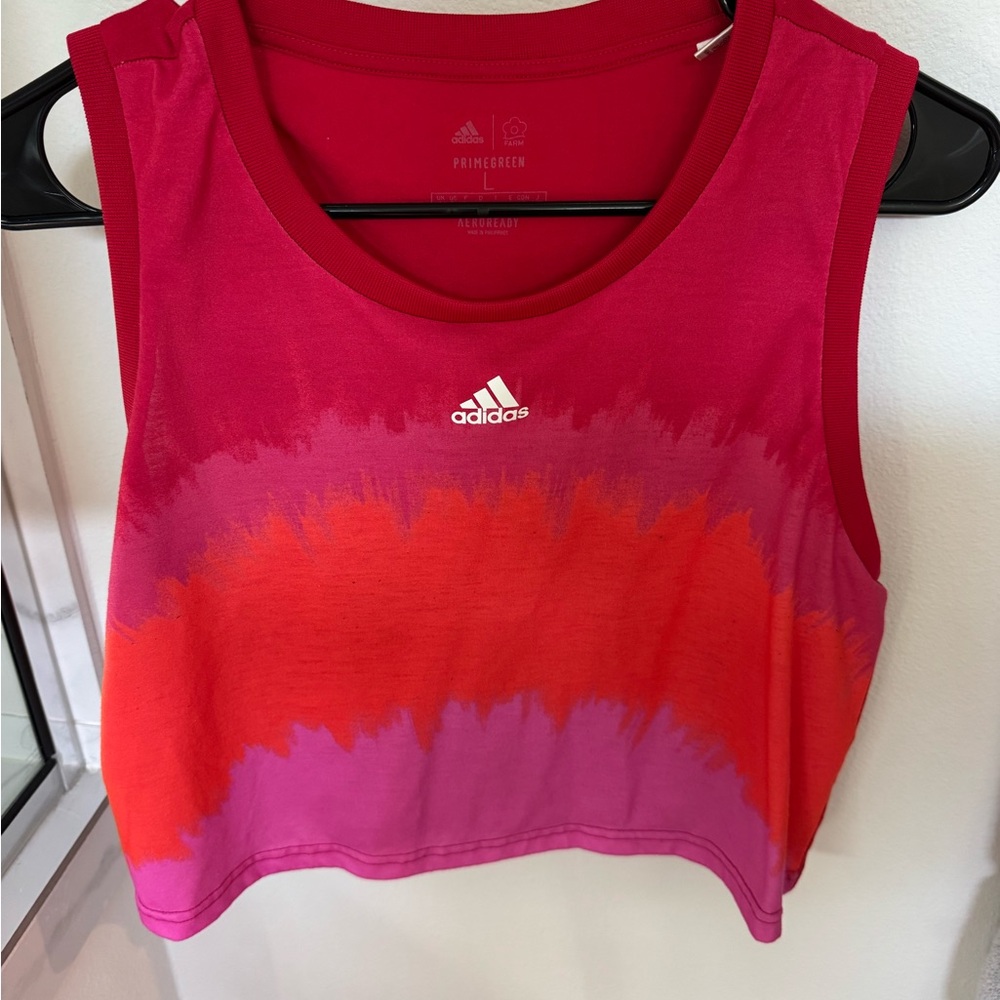 Adidas Pink and Red Ombre Crop Top